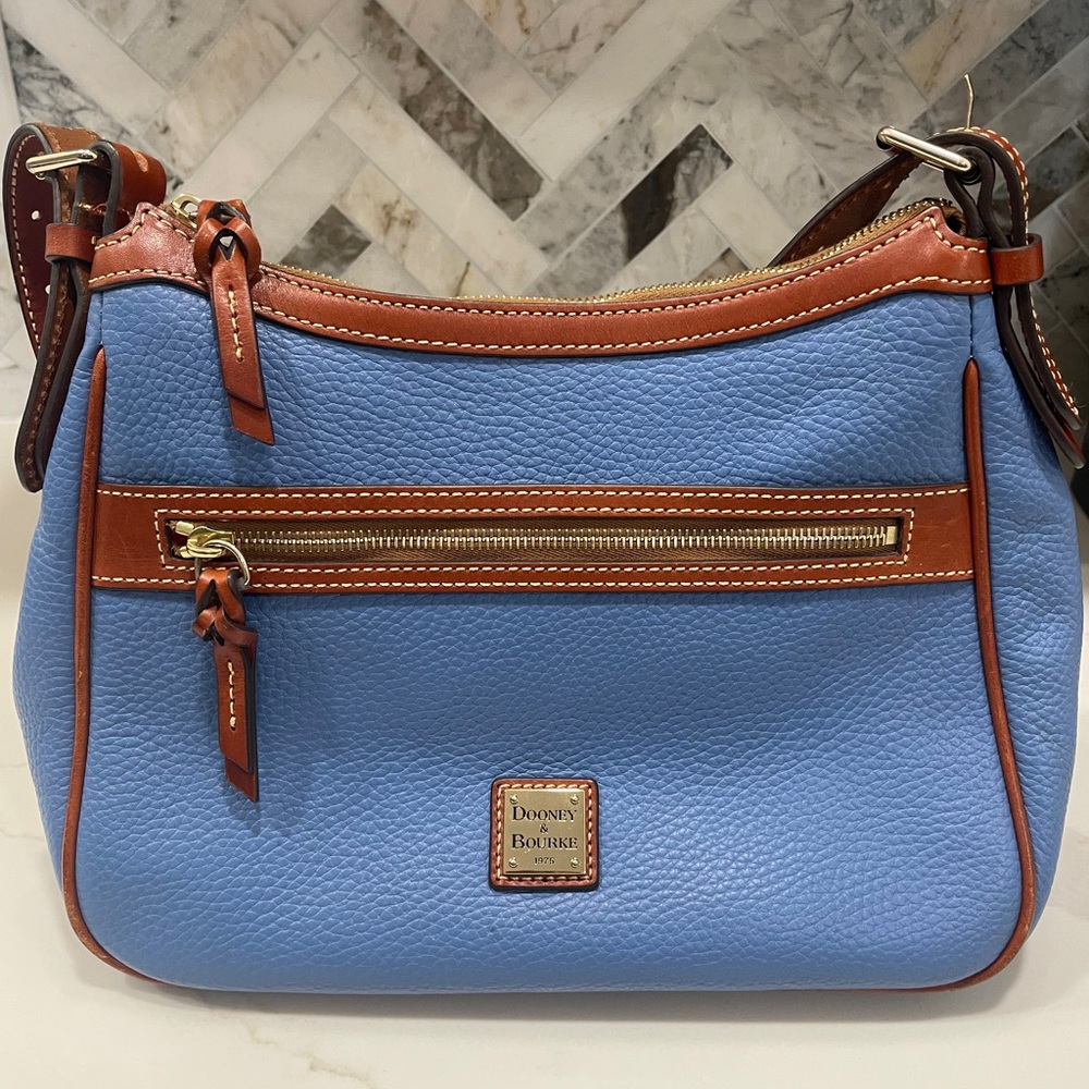 Dooney & Bourke Blue and Tan Shoulder Bag
